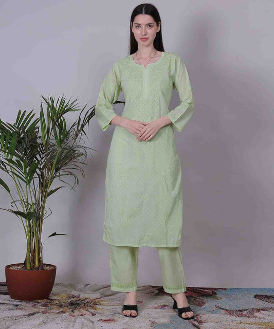 Chikankari Kurti Set for Women | Cotton Kurta Pant Set for Summer | Daily & Office Ethnic Wear