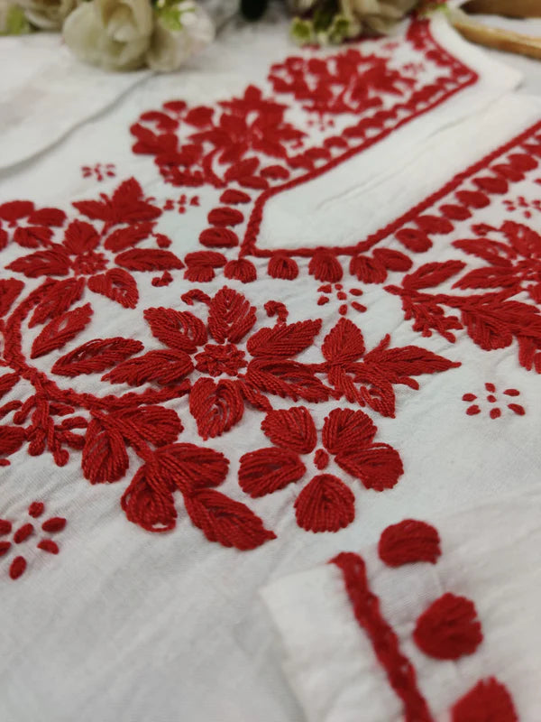 Womens Hand Embroidered Chikankari Mulmul Cotton Kurta and Palazzo 2618