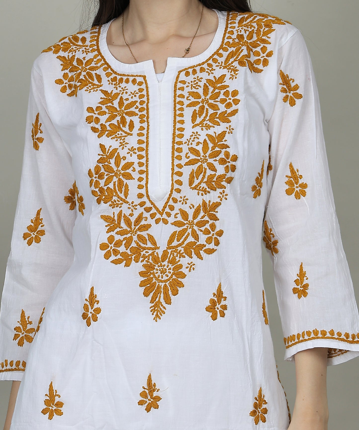 Womens Hand Embroidered Chikankari Mulmul Cotton Kurta and Palazzo 2618