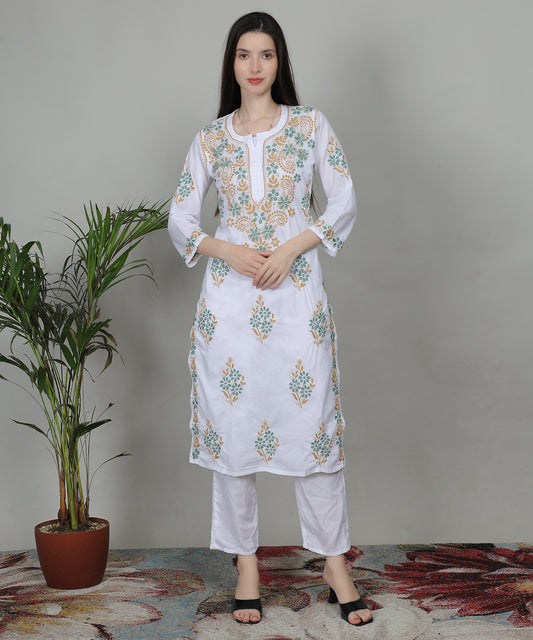 Chikankari Hand-Embroidered Mulmul Cotton Kurta 2511