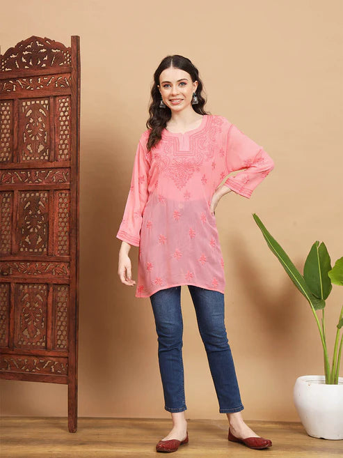 Ethnava Lucknowi Chikankari Short Kurti with Specty