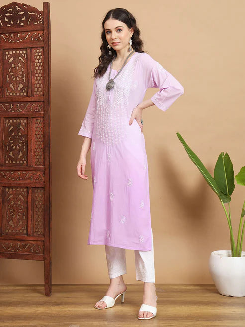 Ombre Shade Chikankari Kurta-2445