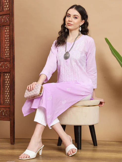Ombre Shade Chikankari Kurta-2445