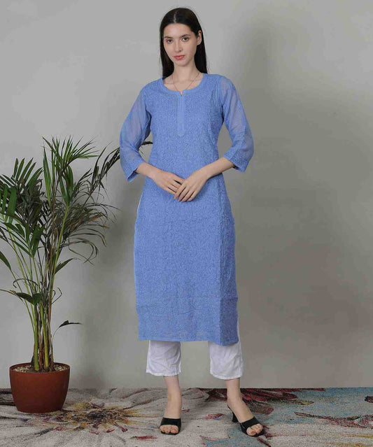 Women's Pure Cotton Embroidered Kurti – Full-Length Ethnic Wear for Casual & Festive Look