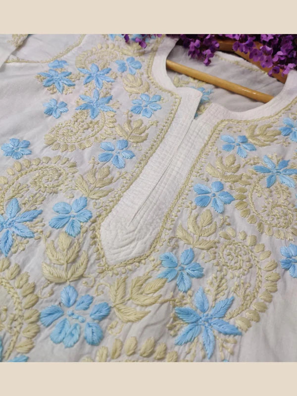Chikankari Hand-Embroidered Mulmul Cotton Kurta 2511