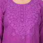 Purple Cotton Kurti for Women – Elegant Floral Embroidered Casual Wear Top