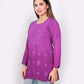 Purple Cotton Kurti for Women – Elegant Floral Embroidered Casual Wear Top