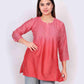 Women’s Chikankari Cotton Kurti in Tomato Red | Elegant Embroidered Tunic for Casual & Office Wear