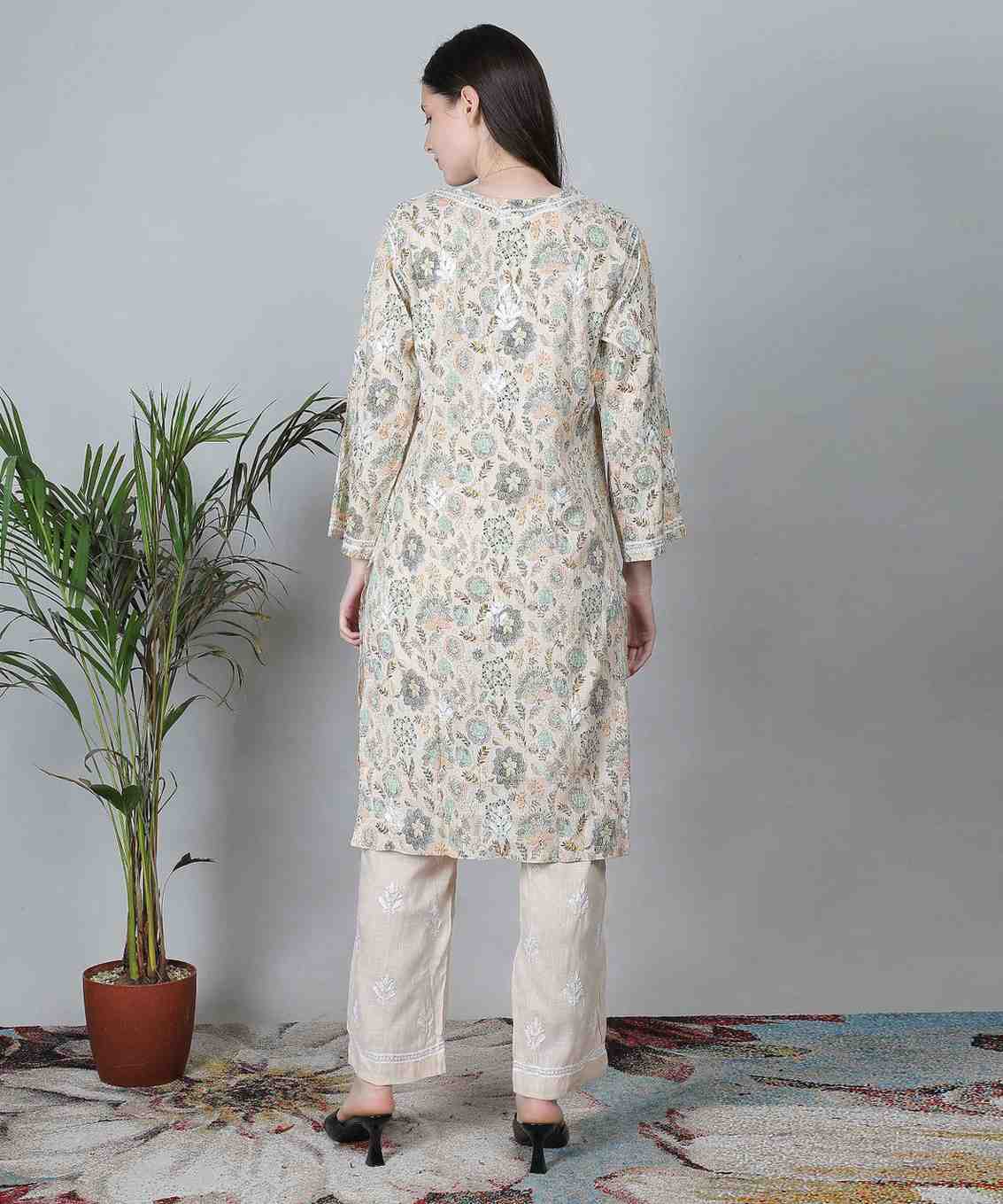 Noor Chikankari Pure Cotton Hand Embroidered Kurti Set for Women