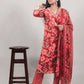 Women’s White Cotton Blend Kurta Pant Set – Elegant Floral Embroidered Kurta with Red Border and Matching Pants, Traditional Indian Ethnic Wear for Festive, Casual & Party Occasions